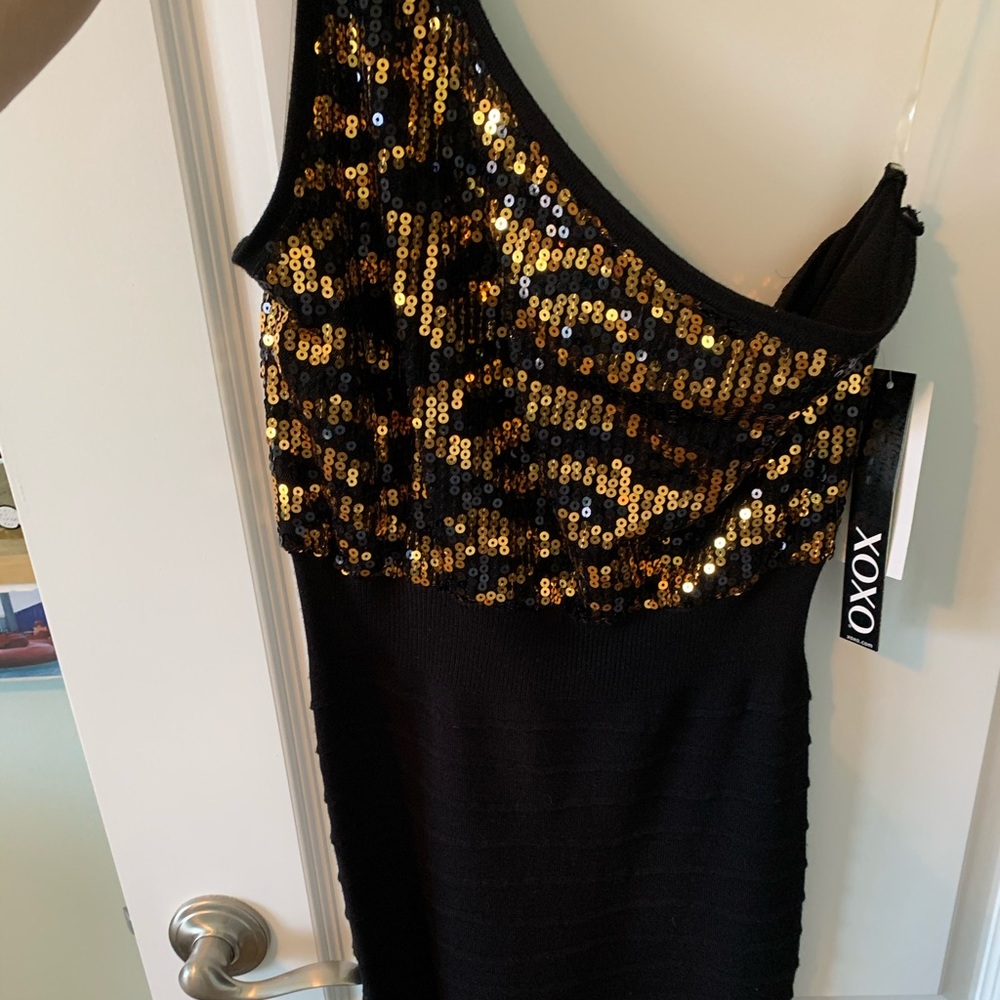 xoxo sweater one shoulder dress with sequins